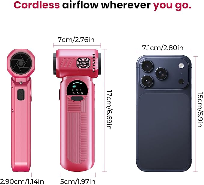 Compressed Air Duster, 150000RPM Electric Air Duster with 6 Nozzles, Adjustable Speed, LED Light & 8000mAh Battery, Rechargeable Cordless Turbo Air Blower for Keyboard, PC, Car &Home Cleaning