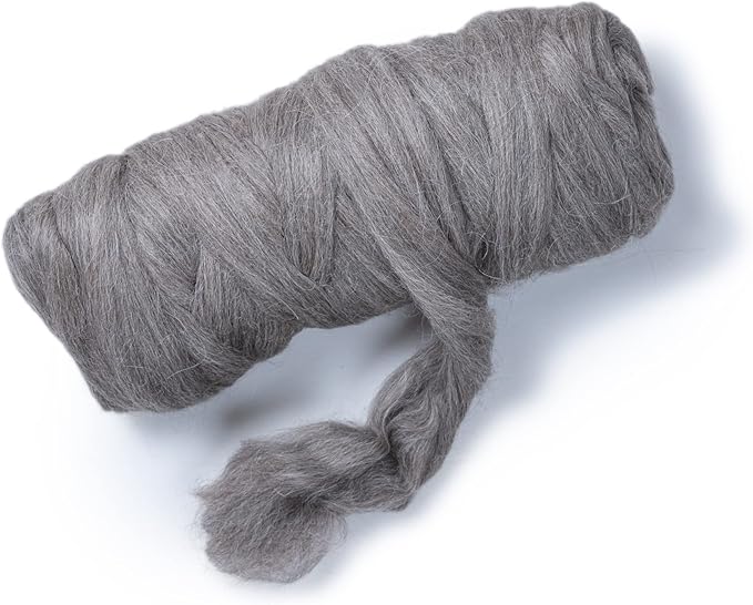 Llama Wool roving (Similar to Alpaca), 1 lb. Best for Needle Felting, handcrafts and Spinning. Natural Colours, un-Dyed. (Light Gray PMG, 1lb)