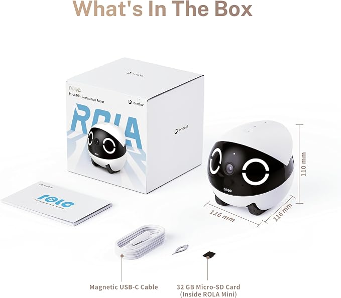 Enabot EBO ROLA Mini Pet Camera Robot: 2K FamilyBot Mobile Home Companion | Whole-Home Mobility, Two-Way Talk, Night Vision, Long Battery Life, Local Storage, Long Distance Gift