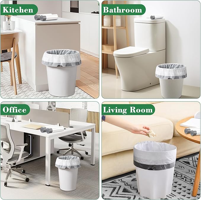 200 Counts 4 Gallon Trash Bag Drawstring Small Trash Bags, Thick Pre-separated Garbage Bags, Trash Bin Liners, Suitable for bathroom, kitchen, bedroom, office (White)