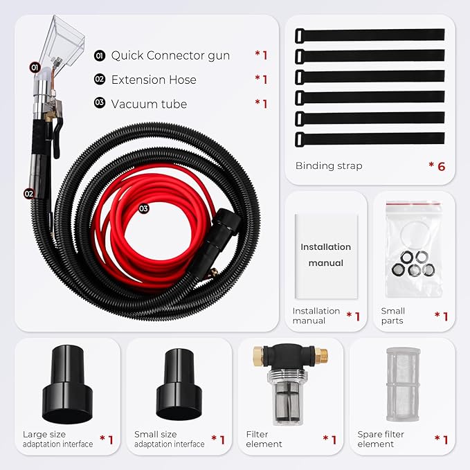 Shop Vac Extractor Kit, Better Extractor Hose Kit for Carpet & Upholstery Cleaning in Home and Auto, with Wand, Hose & Adapter