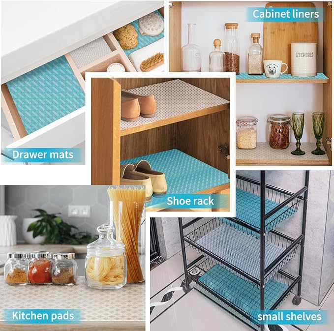 Bloss Refrigerator Liners Mats, Easy to Clean Fridge Liners, Refrigerator Liners for Glass Shelves Washable, Shelf Liners for Kitchen Cabinets(Grid,12" x 78")