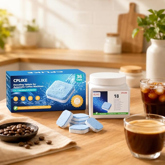 CPLIKE Descaling Tablets for Jura Automatic Coffee Machines, 2-Phase Coffee Machine Cleaner & Decalcifying Tablets for Jura, Extends Machine Life, Preserves Coffee Flavor, 36 Tablets