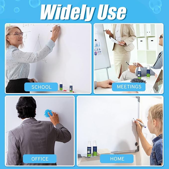 Fuyoooo 24 Pcs Whiteboard Cleaner and Eraser 3.4 Fl oz Whiteboard Cleaning Spray with Dry Erase Eraser Microfiber Shag for Markers Classroom, Home and Office Use