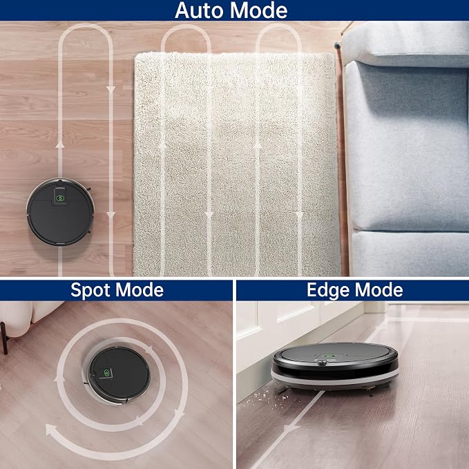 Robot Vacuum Cleaner, 2900Pa Suction Tangle-Free Robotic Vacuums, 120Mins Max, Slim, Infrared Anti-Collision Auto Recharge Robotic Vac, Quiet Remote Control for Hardwood Tile, Ideal for Pet Hair Dust