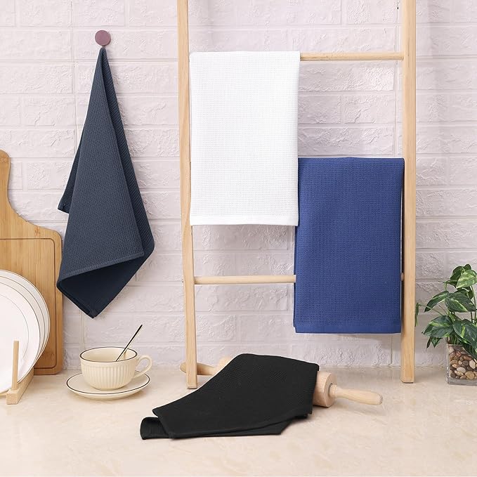 Homaxy 100% Cotton Waffle Weave Kitchen Towels - 6 Pack Soft and Absorbent Dish Towels - 16 x 26 Inches Quick Dry Hand Towels - Mixed Color