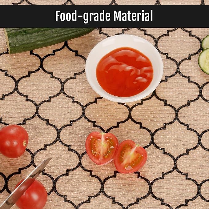 Cooyes Shelf Liner, Non Adhesive Drawer and Cabinet Liner, EVA Washable Oil-Proof Shelf Paper for Kitchen Cabinets, Refrigerator, Storage, Desks with Modern Pattern