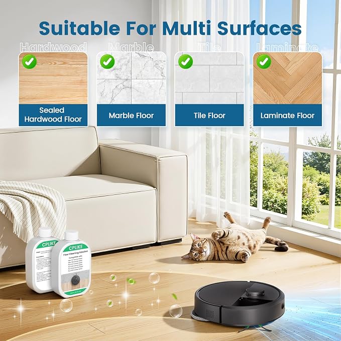 CPLIKE 2 Pack Floor Cleaning Solution Compatible with Roomba Plus 405/4020 / 505/507 Max 705/707 Combo Robots, Mopping Concentrate for 400 (4000), 500 & 700 Series, 10.1 fl oz