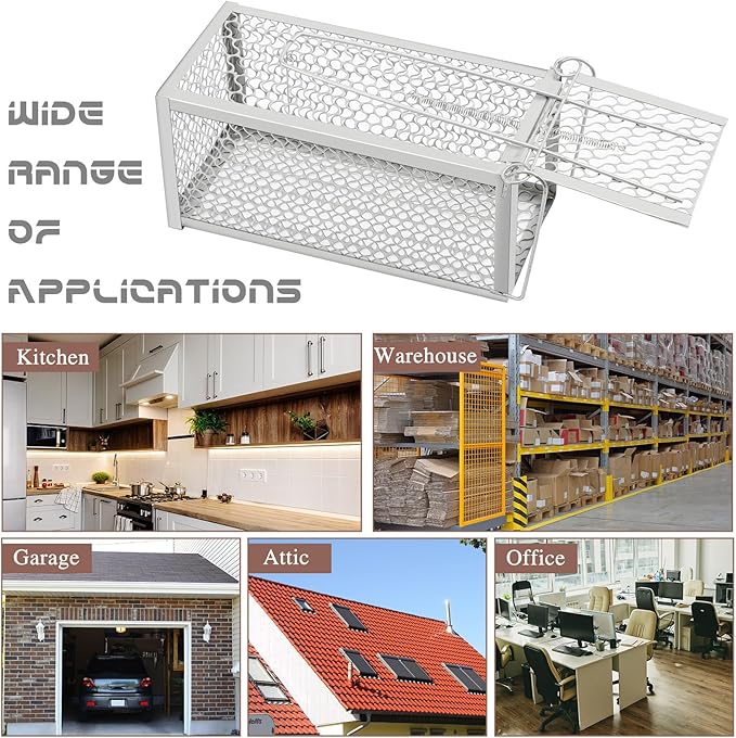Qualirey 2 Pcs Humane Rat Trap Chipmunk Rodent Mouse Squirrel Trap 9.1 x 4.5 x 4.5 Inches Live Animal Mouse Voles Hamsters Live Cage Rat Cage for Mice Easy to Catch and Release (Silver)
