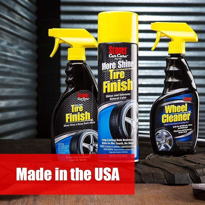 Stoner Car Care 91044-4PK Original More Shine Tire Shine Spray – Tire Dressing Restores Deep Matte Black Finish with Long-Lasting Rain-Resistant Protection, Dry-to-Touch – 12 oz (Pack of 4)