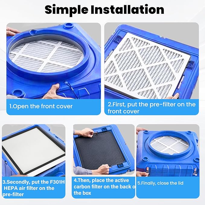 2 Pack AS-550 F301H HEPA Filter Compatibile with BlueDri 550 Stage 2 Air Filter,16" x 19" x 2" F301H HEPA 550 Filter Replacement Filter for Bluedri,VEVOR and Dri-Eaz
