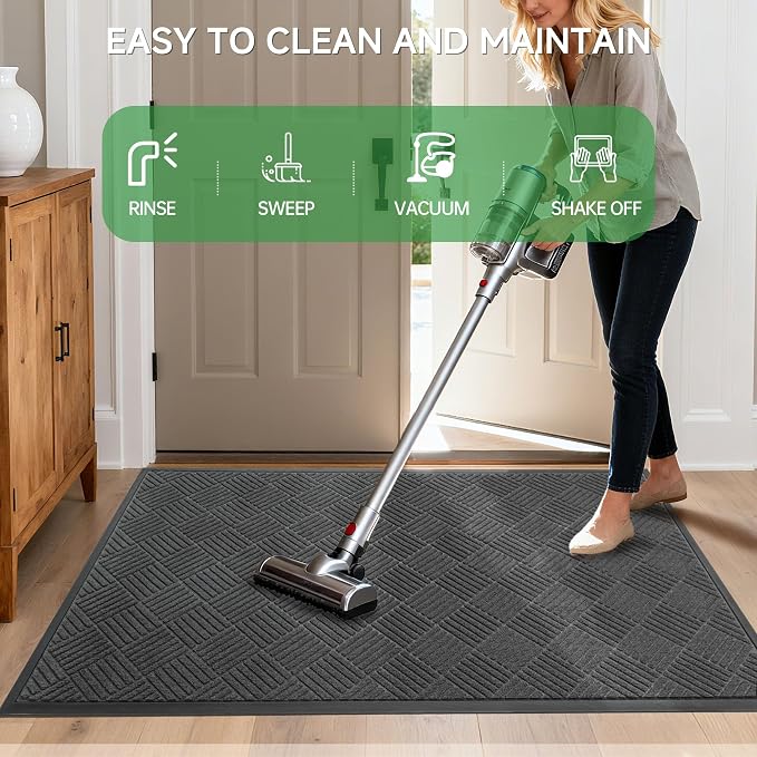 100pointONE Front Door Mat, Heavy Duty Indoor Outdoor Doormat, 72" x 36" Low Profile Outdoor Mats for Home Entrance, Stain and Fade Resistant Welcome Mat Ideal for High Traffic Area, Diamond Grey