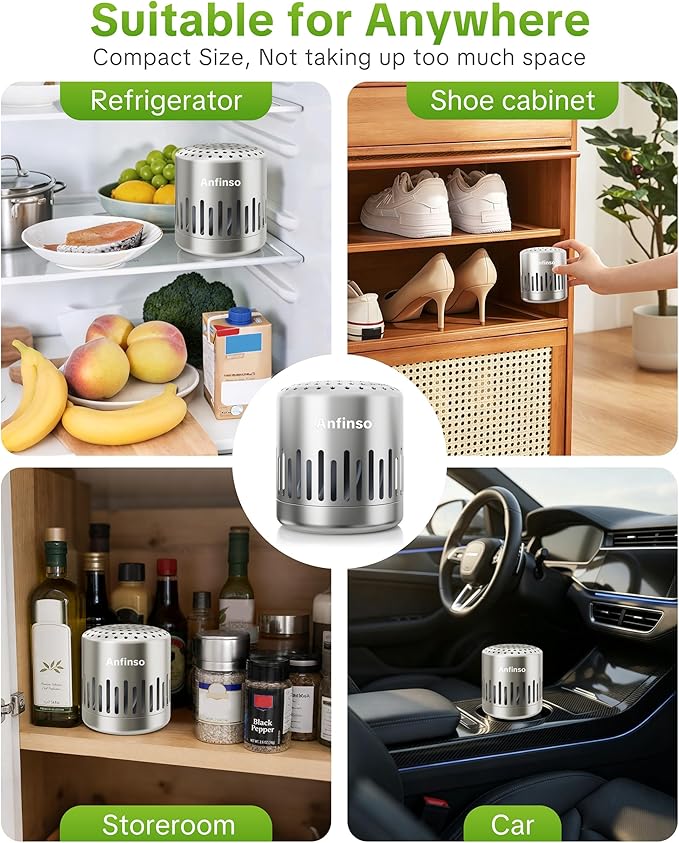 Fridge Deodorizer, Lasts for 10 Years, Refrigerator Deodorizer Odor Eliminator Fridge Smell Remover for Home, Room, Car, Closet, More Effective Than Baking Soda & Charcoal Air Purifiers