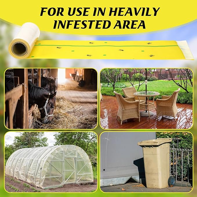 12 Rolls (30 Feet Each) Spotted Lantern Fly Tree Trap Outdoor Fruit Fly Sticky Strips Paper Ant Insect Sticky Barrier Tree Trunk Wraps to Protect Trees Plants, Lawn, Garden(Yellow and Green)