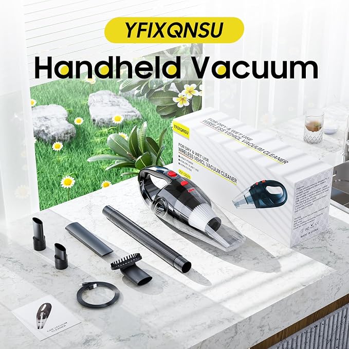 Portable Hand Held Vacuum Cordless - Mini Vacuum Cleaner with Brushless Motor, Clean Dust & Hair Quickly, Lightweight & Low-Noise for Office/Car/Home