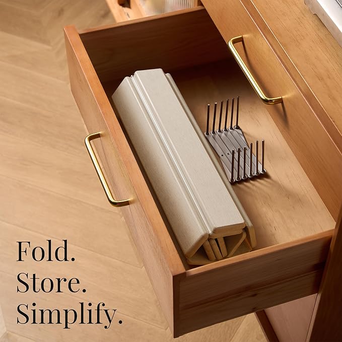 Diatomaceous Stone Dish Drying Mat with Collapsible Steel Rack - Quick Dry Kitchen Counter Set, Space Saving Foldable Dryer