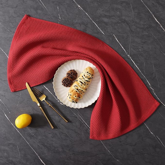 Homaxy 100% Cotton Kitchen Towels and Dishcloths Set, 12 x 12 Inches and 13 x 28 Inches, Set of 16 Bulk Kitchen Towels Set, Ultra Soft Absorbent Dish Cloths for Washing Dishes, Mixed Color