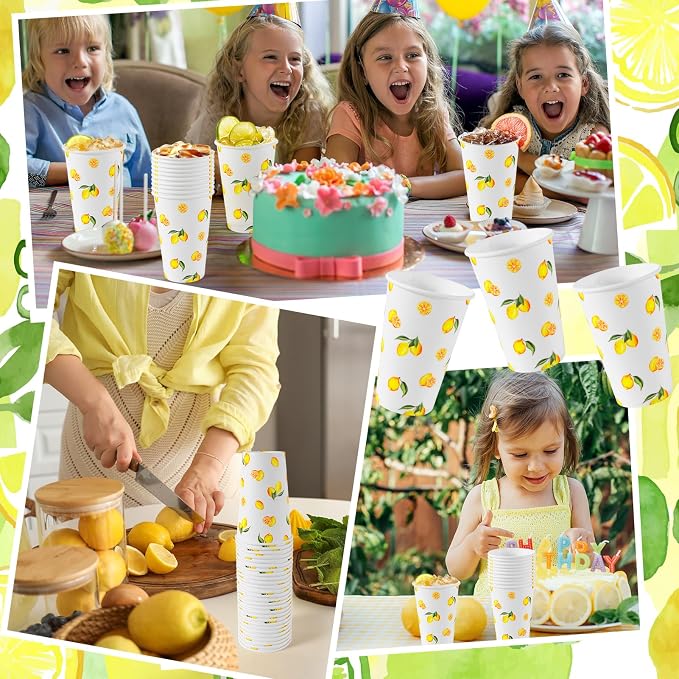 Jansun Lemonade Stand Supplies for Kids, 100 Pcs Lemonade Paper Cups Disposable Lemonade Stand Cups Bathroom Mouthwash Drinking Cups for Summer Party Picnics Barbecues Traveling Hot Cold Beverage