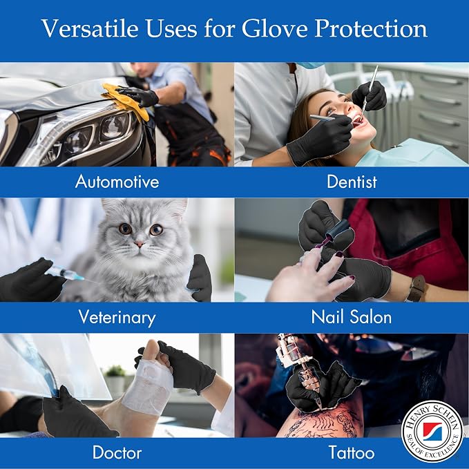 Henry Schein Criterion N200 Black Nitrile Exam Gloves – Latex-Free, Powder-Free, Chemo & Fentanyl-Tested, Textured Fingertips
