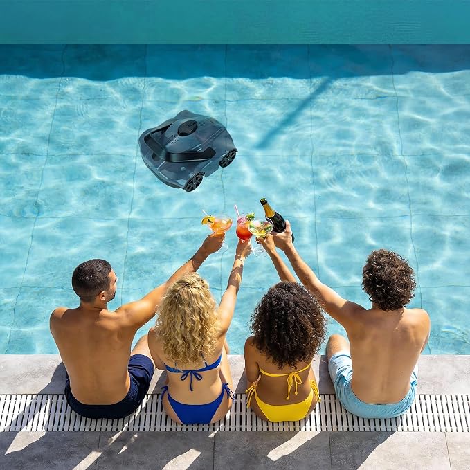 GarveeTech Robotic Pool Cleaners Cordless Robotic Pool Cleaner for Above Ground Pools - 130 Min Runtime, Self-Charging, Cleans Up to 860 Sq Ft, Lightweight & Portable Design