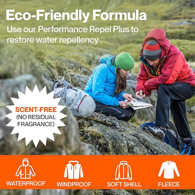 Grangers Performance Repel Plus, 9.3 fl oz Refill Pouch| Waterproofing Treatment for Gore-Tex, eVent & Technical Outdoor Apparel | Restore DWR Water Repellency on Jackets, Gear & Fabrics | PFC-Free