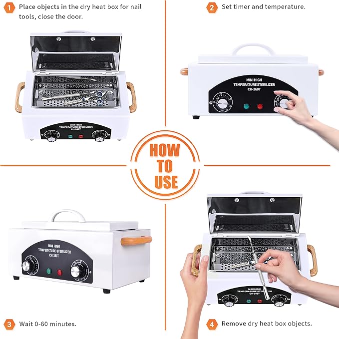High Temperature Sterilizer Machine for Nail Tool Spa Pedicure tools Dry Heat Sterilizer Cabinet Salon Hairdressing Tool Equipment Sterilizer Tweezers