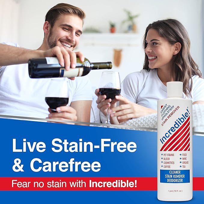INCREDIBLE! Stain Remover For Clothes, Laundry, Carpets, Mattress & Upholstery, 16.oz (Pack of 3)