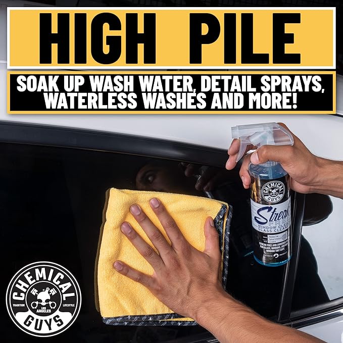 Chemical Guys MIC_506_60 Professional Grade Premium Microfiber Towels, Gold (16 Inch x 16 Inch) (Pack of 60) - Safe for Car Wash, Home Cleaning & Pet Drying Cloths