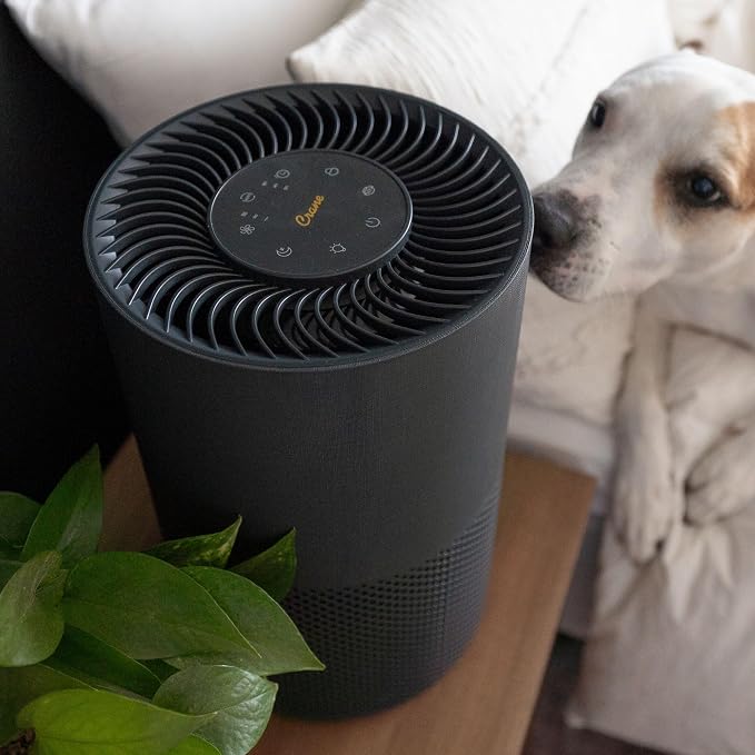 Crane True HEPA Tower Air Purifier for Home, Air Quality Indicator, 500 Sq Ft