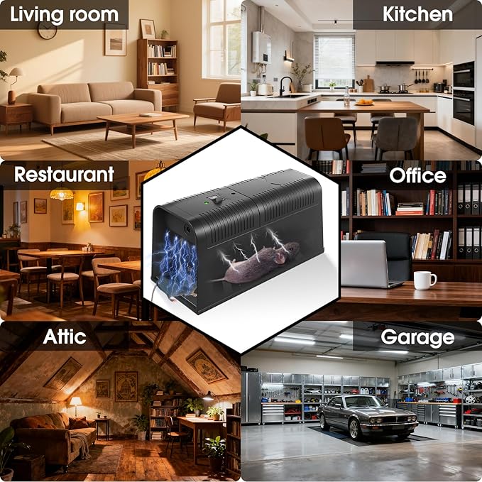 Electric Mouse Trap,Plug in Mouse Trap, Continuous Use of Electric Shock to Kill Mice. Indoor Mouse Traps for House Attic Garage to Deal with Rampant Mice (1)