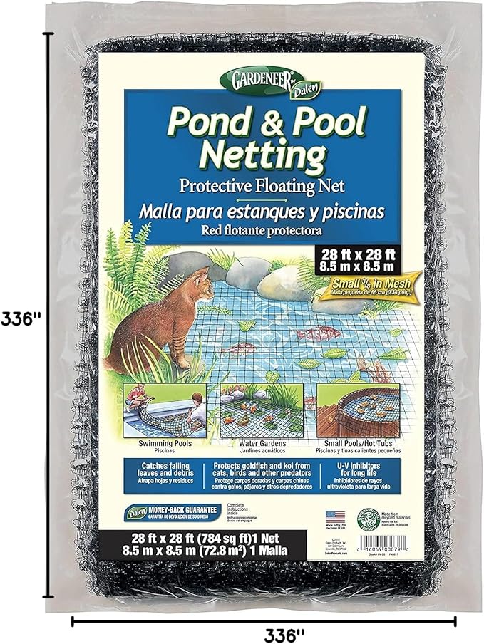 Dalen Pond & Pool Netting – Outdoor Water Garden Cover – Protective Mesh for Fish & Aqua Life - 3/8" Mesh - (28' x 28')