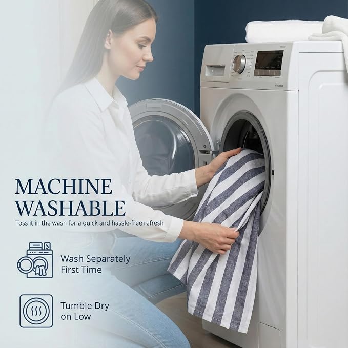 Marubhumi Premium Cotton Kitchen Dish Towels, 10-Pack – Ultra Absorbent & Lint-Free Kitchen Dish Towels – Large 45x70 cm – Modern Gray & White Hand Towels for Cooking, Drying, and Cleaning