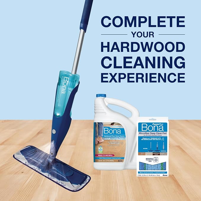Bona PowerPlus Hardwood Floor Deep Cleaner Refill - 128 fl oz - Refill for Bona Spray Mops and Spray Bottles - Residue-Free Floor Cleaning Solution for Wood Floors