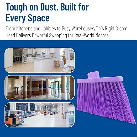 SPARTA Sweeper Broom – 12 Inch Angled Outdoor Broom Head with Durable Polypropylene Bristles, Standard Thread Compatible for Home Garage or Kitchen Cleaning, Purple