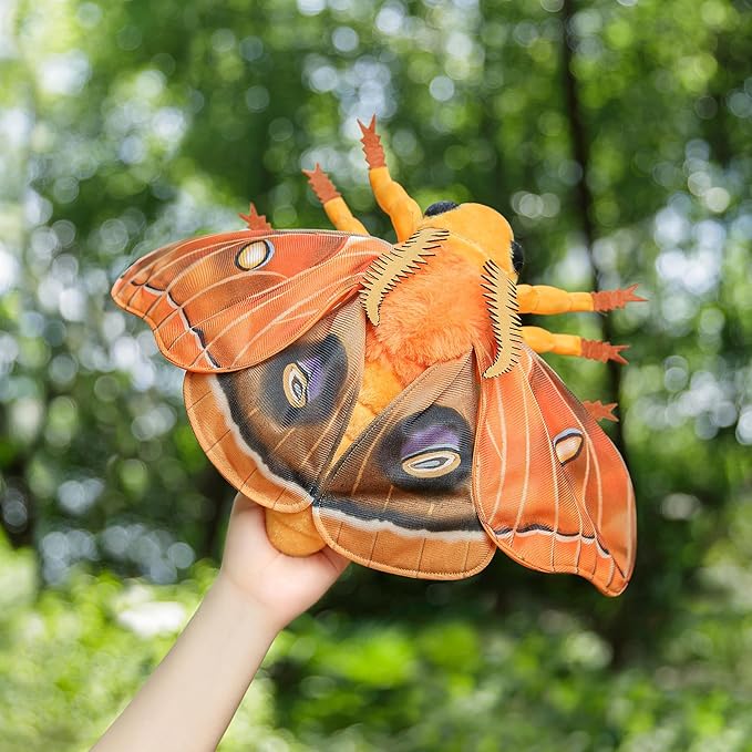 Polyphemus Moth Plush Toy, Giant Polyphemus Moth Stuffed Animals 26in, Realistic Soft Big Moth Plushie Model Toy, Unique Plush Gift Collection for Kids