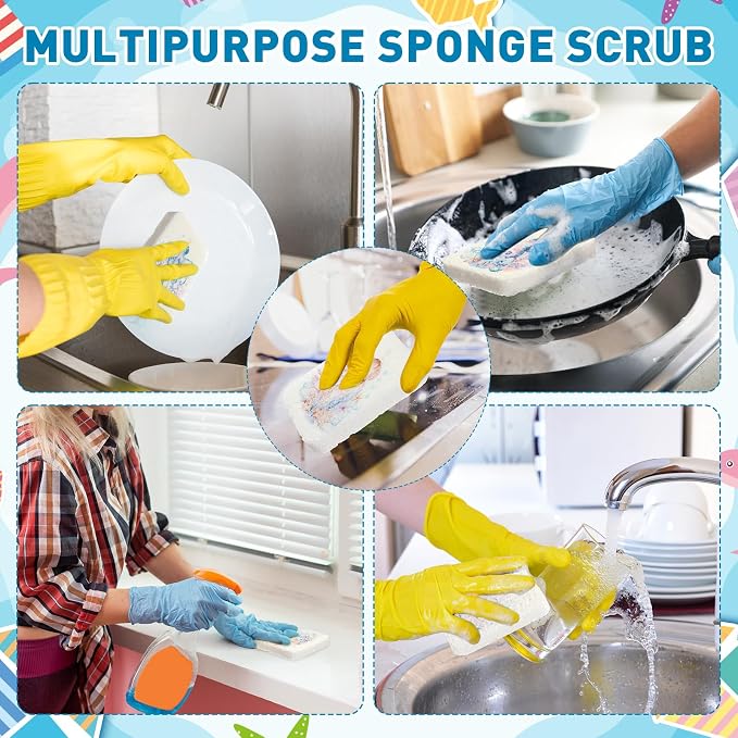 Maxdot 50 Counts Compressed Cellulose Sponges Bulk Sea Animals Style Natural Kitchen Compostable Non Scratch Dish Sponges for Washing Dishes, Cleaning Countertop Sink, Kids DIY