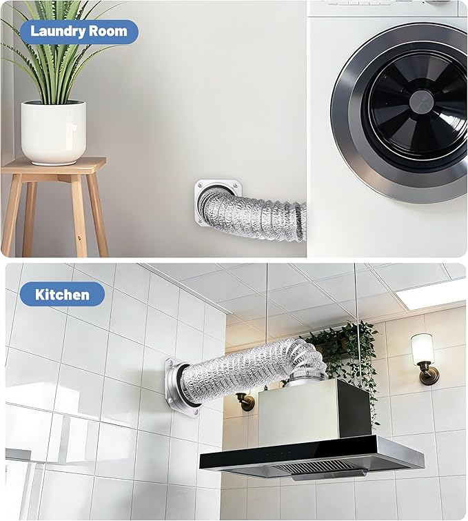 Magnetic Dryer Vent Coupling Connector Kit - DV180 Airtight Seal, Quick Magnetic Connect/Disconnect, Includes 4" Extendable Flexible Duct Hose, 2 Clamps, Screws - Easy Install & Lint Cleaning (silver)