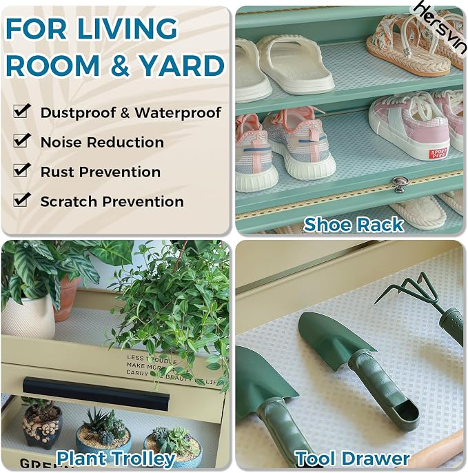 Hersvin Shelf Liners 20 in x 20 ft EVA Drawer Mats, Non-Adhesive Cupboard Protector, Kitchen Cabinet Lining Fridge Liner (Clear Crossed Stripe, 50.8x610cm)