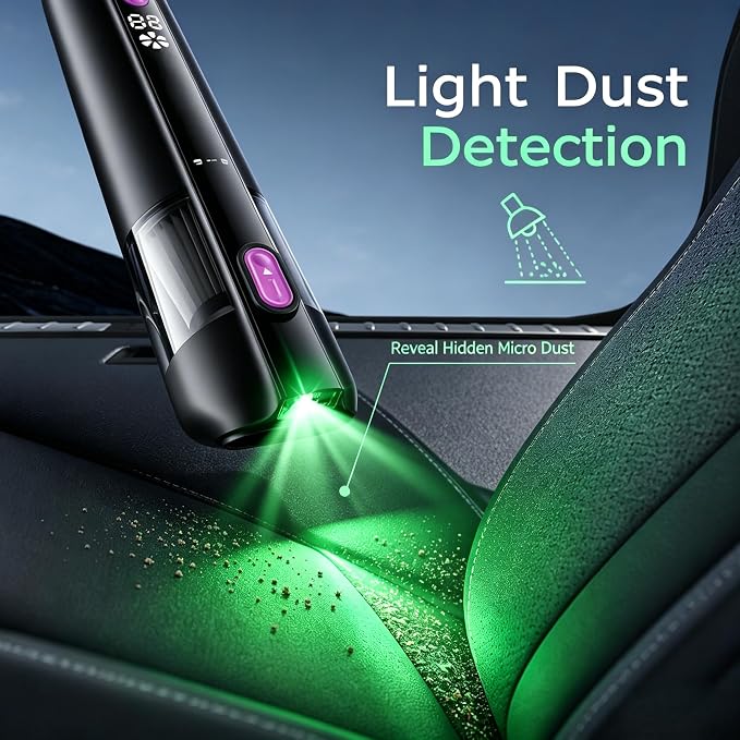Handheld Car Vacuum Cleaner 15000Pa Cordless Mini Vacuum 3-in-1 Dust Buster with Blower & Inflator, 40000RPM Brushless Motor, LED Display, USB Rechargeable for Pet Hair, Home, Office