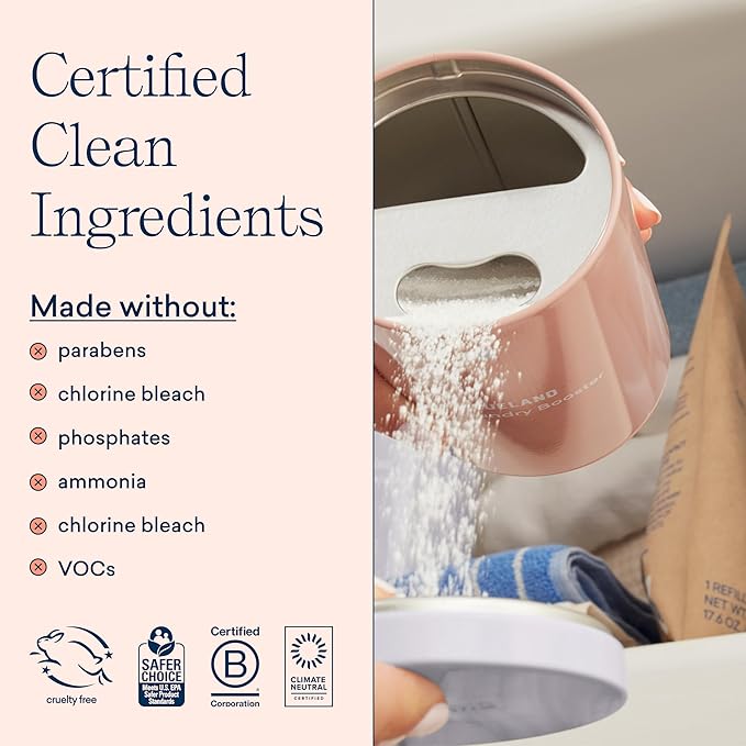 BLUELAND Laundry Essentials Refills | Laundry Detergent Tablets 120 Counts | Oxi Laundry Booster Powder Refill 2 Pack | Plastic-Free & Eco Friendly Oxy Cleaner - Plant Based Stain Remover