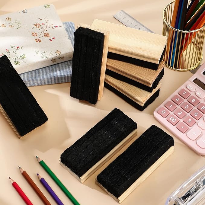 Marspark Felt Style Erasers, Cleaner Dusters Felt Chalkboard Eraser for Kids Wood Chalk Eraser for Chalkboard Cleaners Dusters for Markers White Black Boards Paint School Students Teachers(36 Pieces)