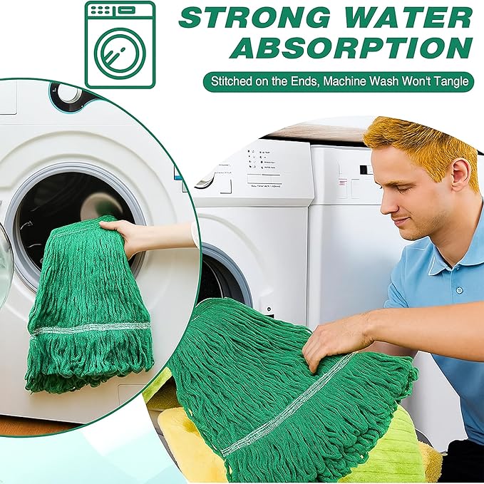 10 PCS 27.6 Inch Commercial Mop Head Refills – Heavy Duty Cotton Replacements for Industrial and Residential Floor Cleaning (Green)