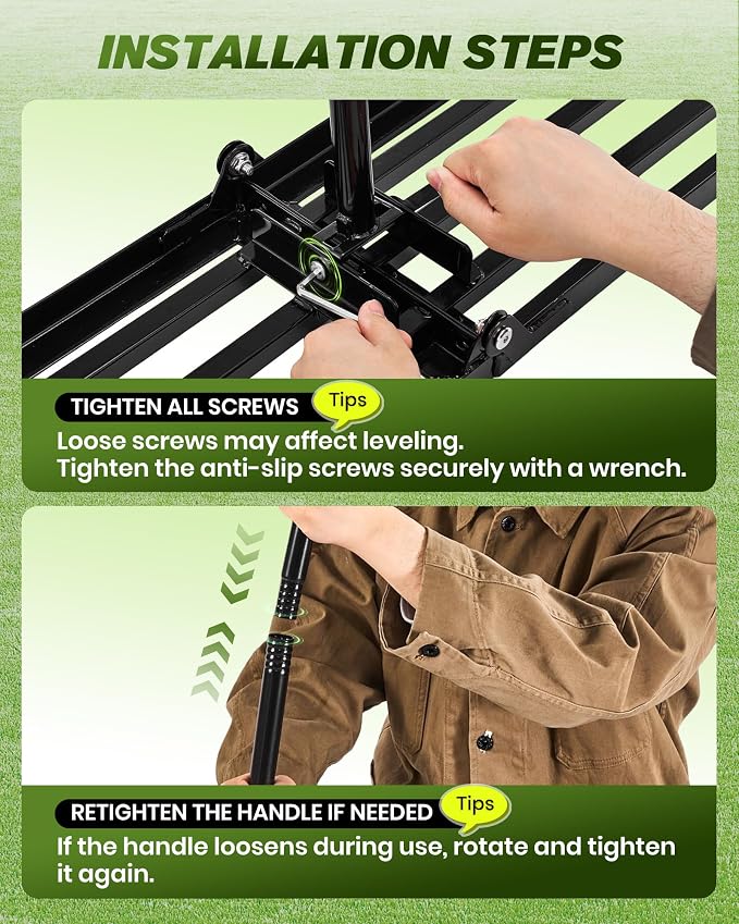 Sakerplus Lawn Leveling Rake 30 Inch, Landscaping Lawn Leveler, Heavy-Duty Yard Leveling Rake for Soil, Sand, Compost & Fertilizer, Fixed Handle Ground Leveler for Yard
