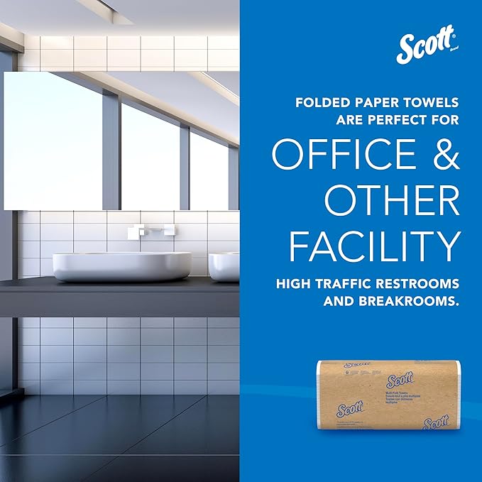 Scott Professional Universal Multifold Paper Towels, Bulk (03650), Absorbency Pockets, White, 9.2"x9.4" Towel, Compressed, Compact (Pack of 12)