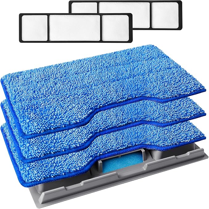 KEEPOW Reusable Mop Replacement Pads Compatible with Shark Vac Mop VM252 VM200 VC205 VM250 /QM250 VM190 VM200P12, Washable Vacuum Mop Pad Refills, Upgraded Design of Dirt Chamber