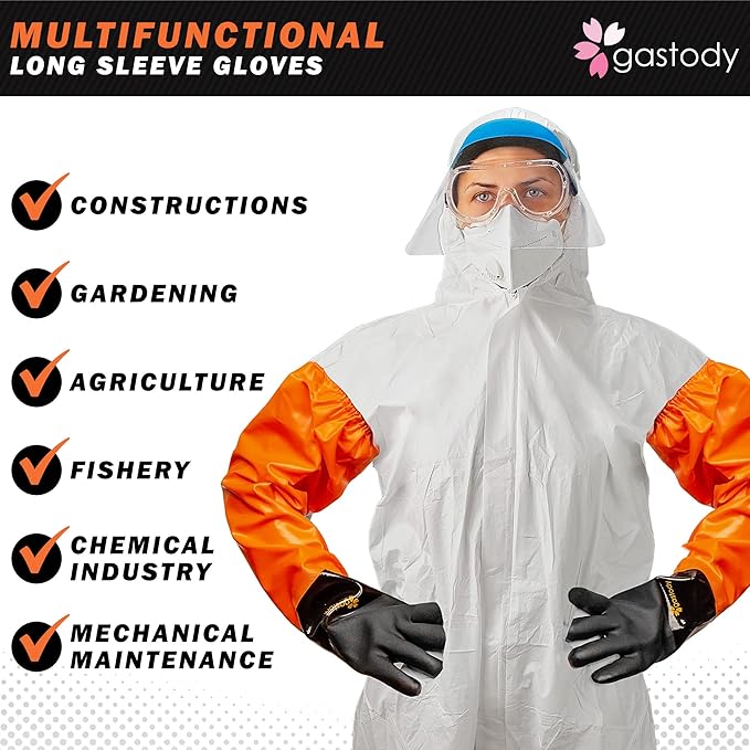 Extra-Long PVC Chemical Gloves Size Flex Bundle - Large & XL