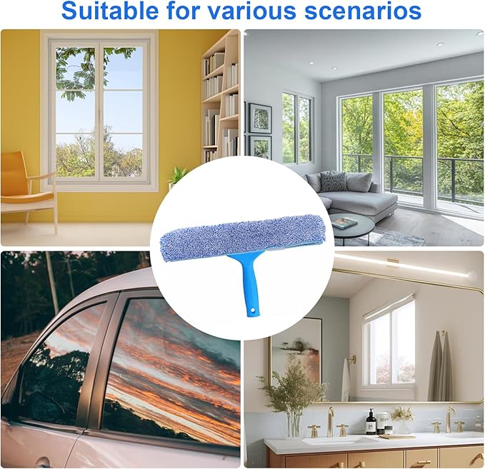 14" Microfiber Window Scrubber Refill - 8 Pack Compatible with MR.SIGA Professional Window Cleaning - Reusable Squeegee Cloth Sleeve