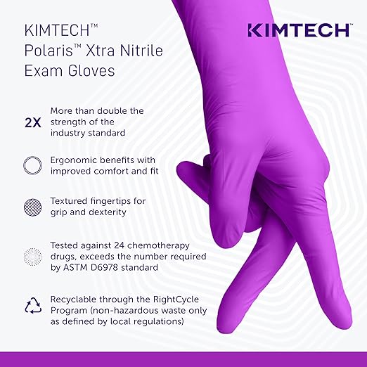 Kimtech™ Polaris™ Xtra Nitrile Exam Gloves (62760), 7.5 Mil, Ambidextrous, 12", XS (50 Nitrile Gloves/Box)