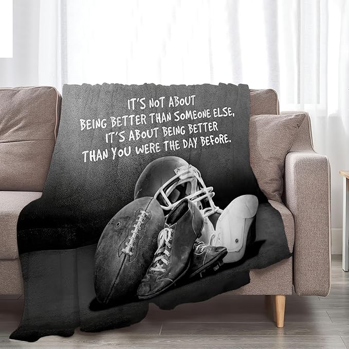 Tijuboni Football Sports Throw Blanket Rugby Gifts for Men Boys Women Girls Kids Adults Soft Flannel Fleece Blanket for Couch Sofa Bed Home Decor 60"x80"