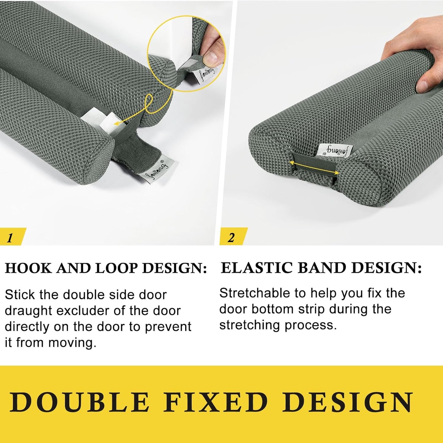 fowong Under Door Draft Stopper 32 Inch Adjustable Draft Stopper for Bottom of Door, Soundproof Window Breeze Blocker, Grey